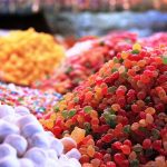 Piles of colourful Syrian sweets