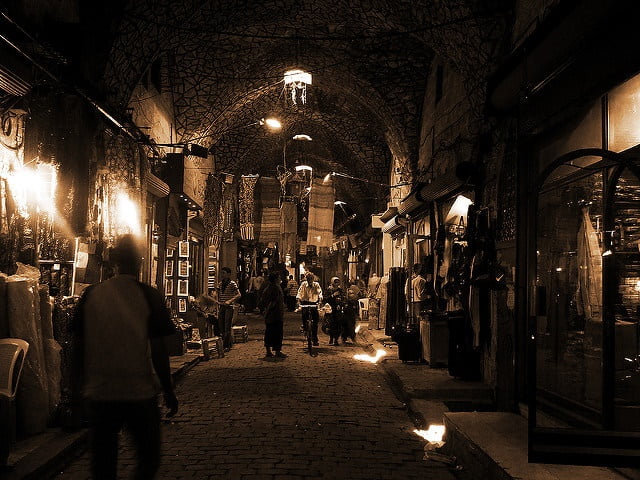 Aleppo souk at night
