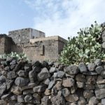 Stone wall and buildings