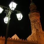 Ummayad Mosque and lamps by night